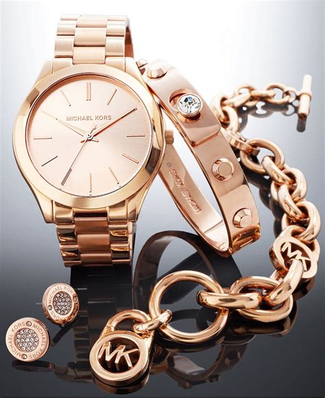 michael kors uhr eckig gold|michael kors rose gold set.